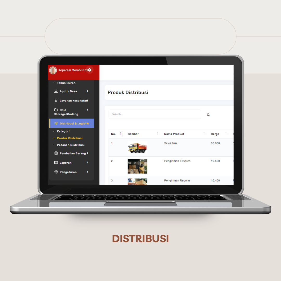 Screenshot Unit Distribusi Logistik Aplikasi KMP