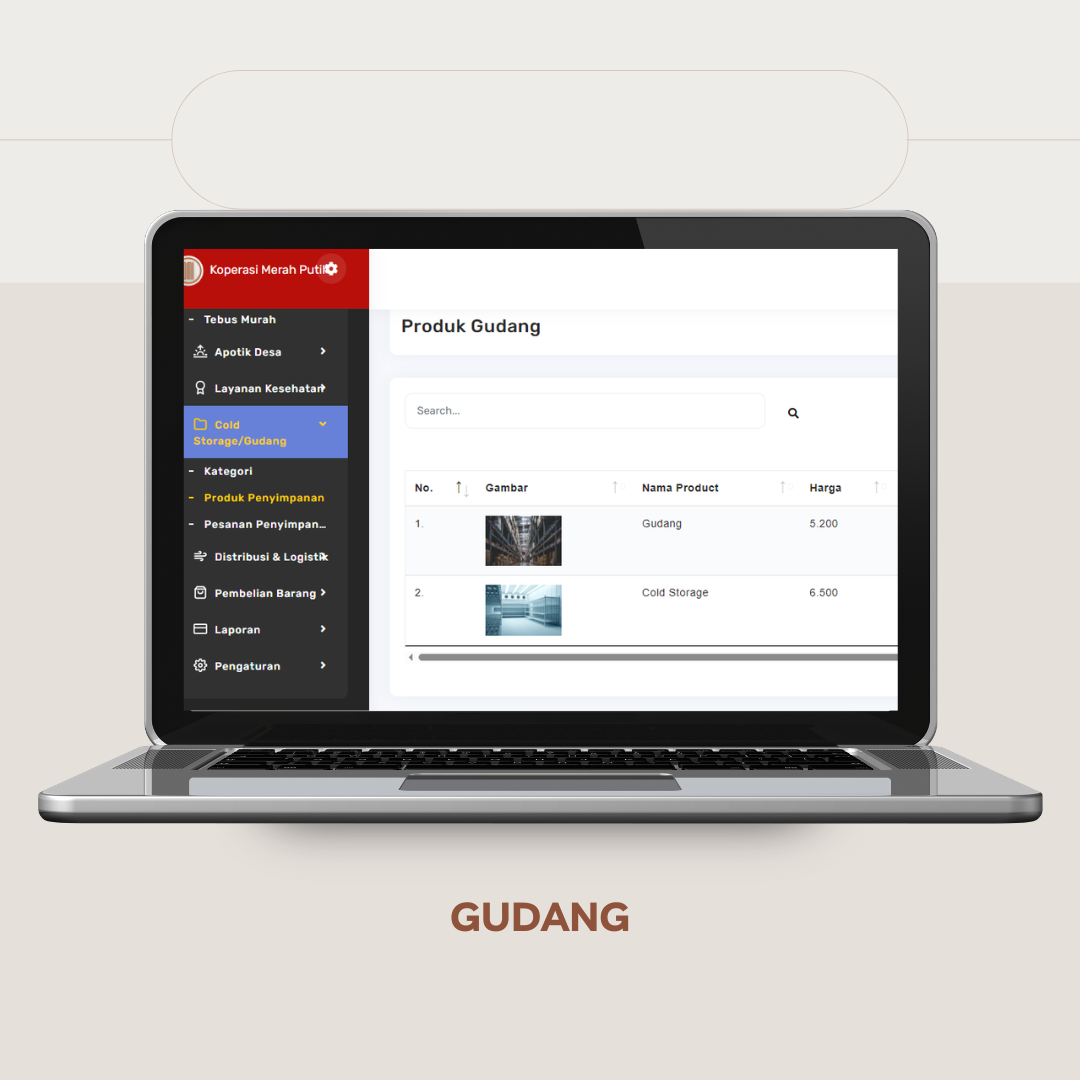 Screenshot Unit Cold Storage Gudang Aplikasi KMP